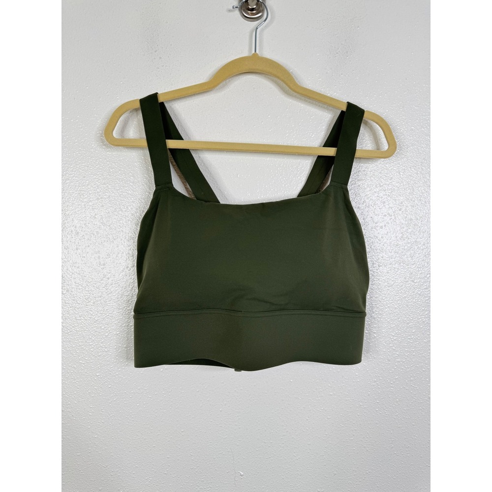 Athleta Warrior Longline Sports Bra Olive Green Cross Back 1X
